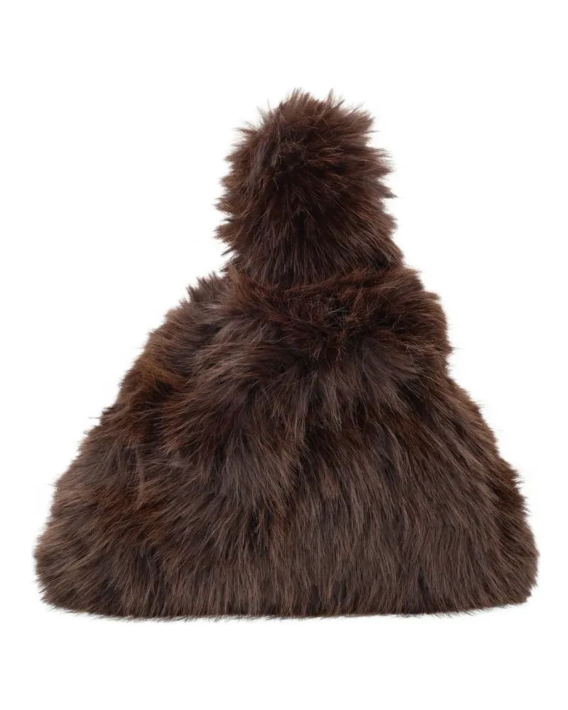 MSGM Schultertasche mit Pelzbesatz - Braun Braun