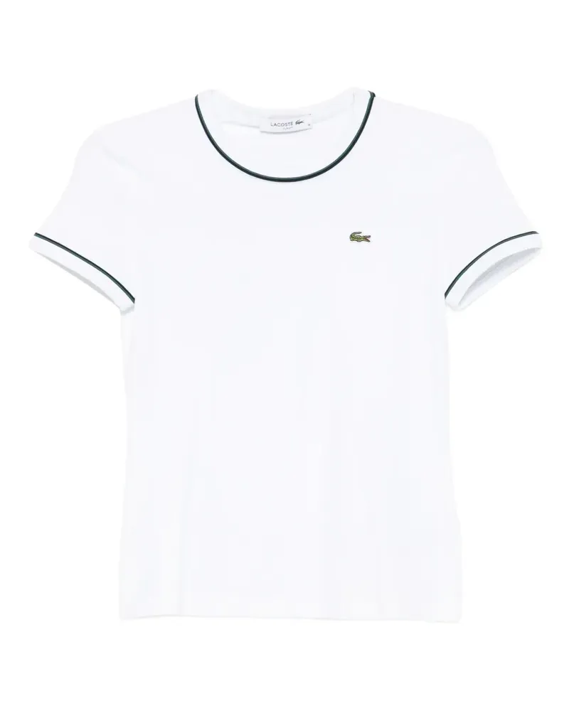 Lacoste T-Shirt mit Logo-Stickerei - Weiß Weiß