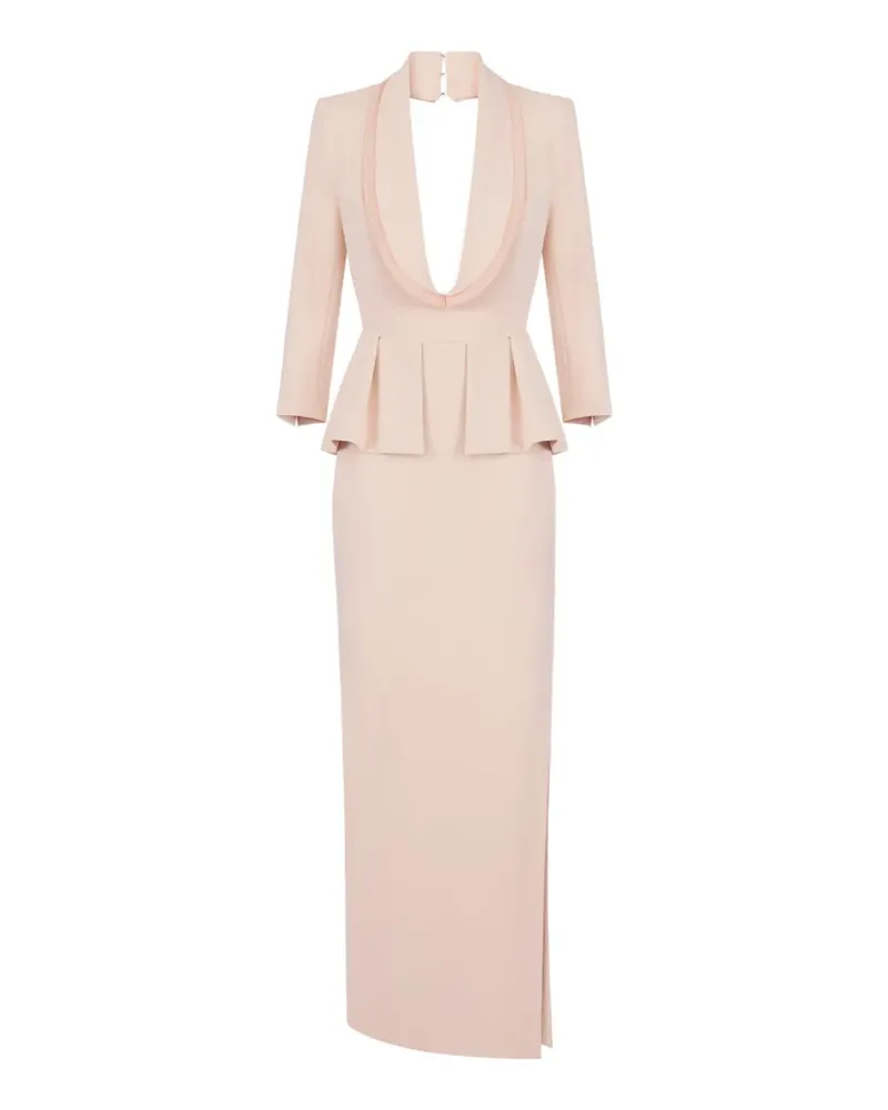 Elisabetta Franchi Kleid mit rotem Teppich aus leichtem Krepp und Satin - Rosa Rosa