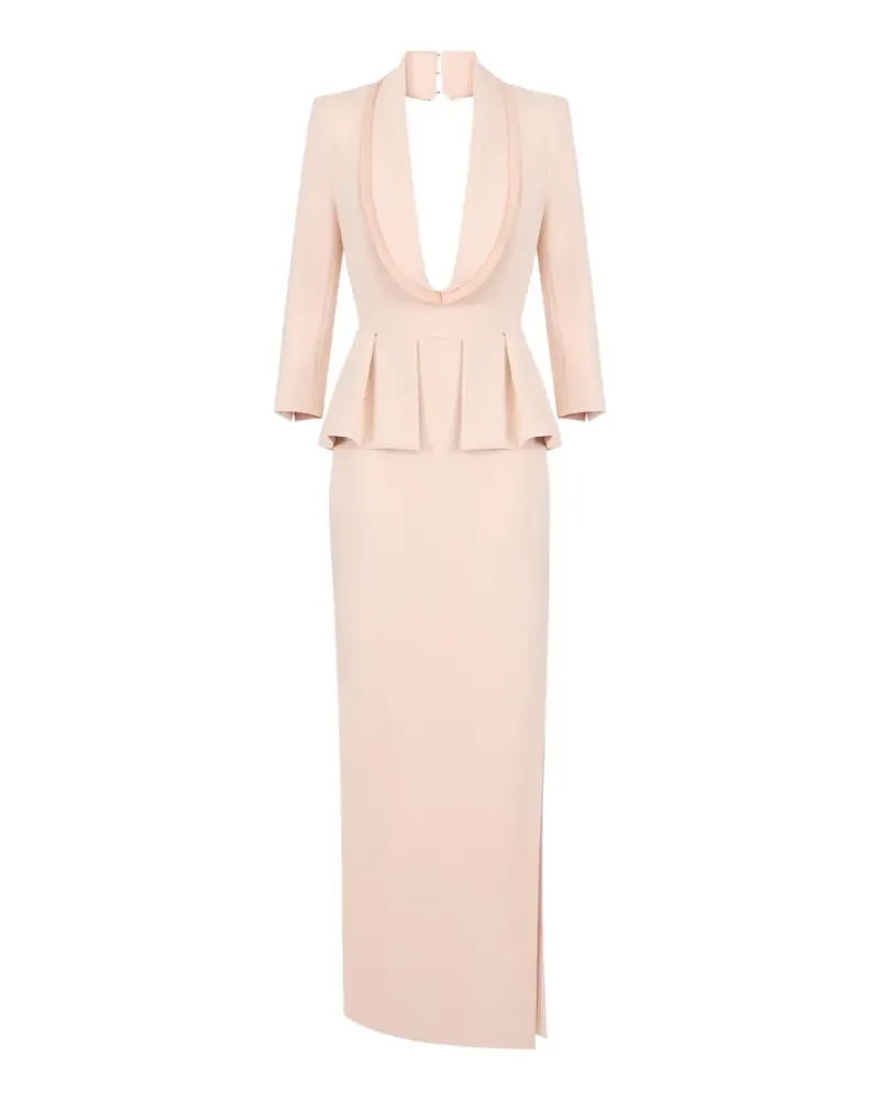 Elisabetta Franchi red carpet dress in lightweight crêpe and satin fabrics - Rosa Rosa