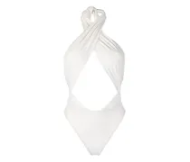 Neckholder-Badeanzug mit Cut-Outs - Weiß