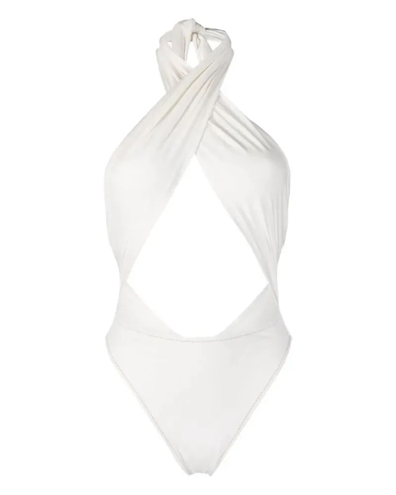 Reina Olga Neckholder-Badeanzug mit Cut-Outs - Weiß Weiß