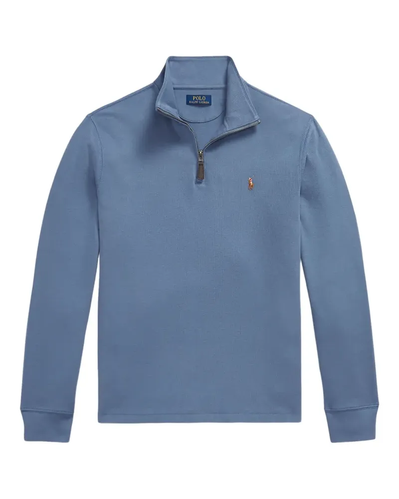 Ralph Lauren Bestickter Pullover mit Viertelreißverschluss - Blau Blau