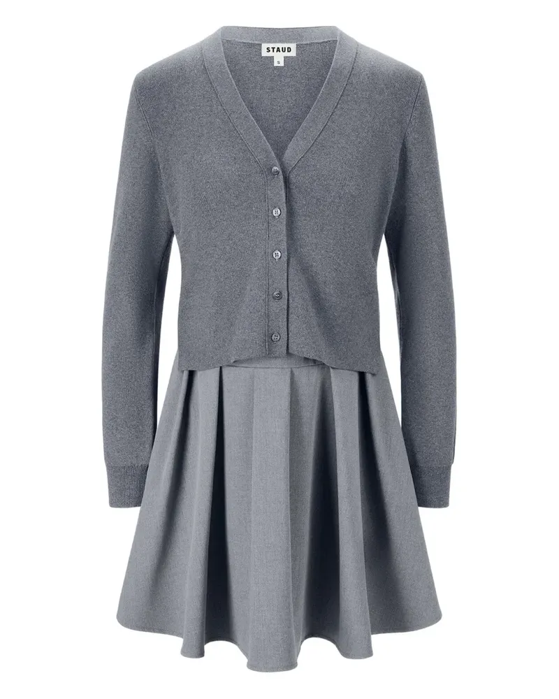STAUD Milo Midikleid mit V-Ausschnitt - Grau Grau