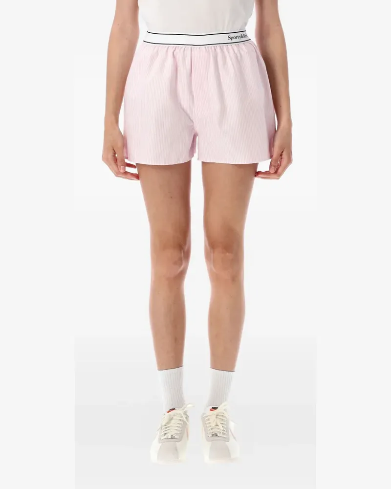 SPORTY & RICH Gestreifte Oxford Boxer Shorts mit Logo - Rosa Rosa