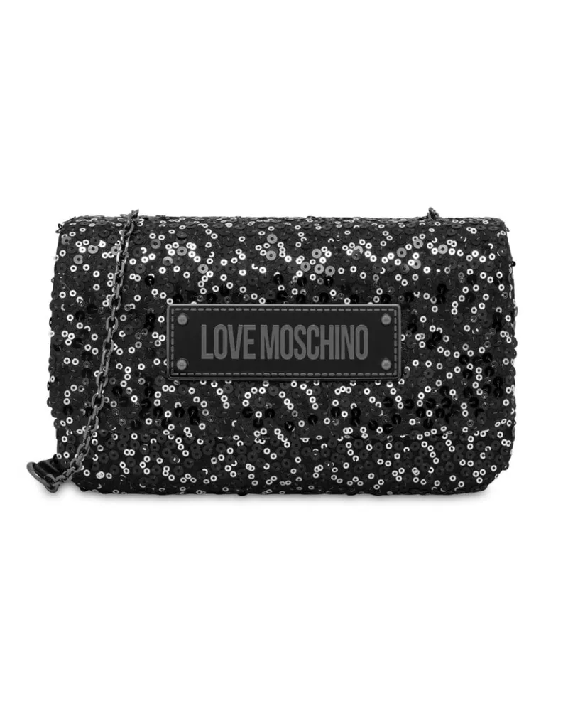 Moschino Umhängetasche mit Kristallen - Schwarz Schwarz