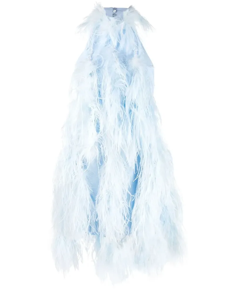 ATTICO Neckholder-Minikleid mit Federbesatz - Blau Blau