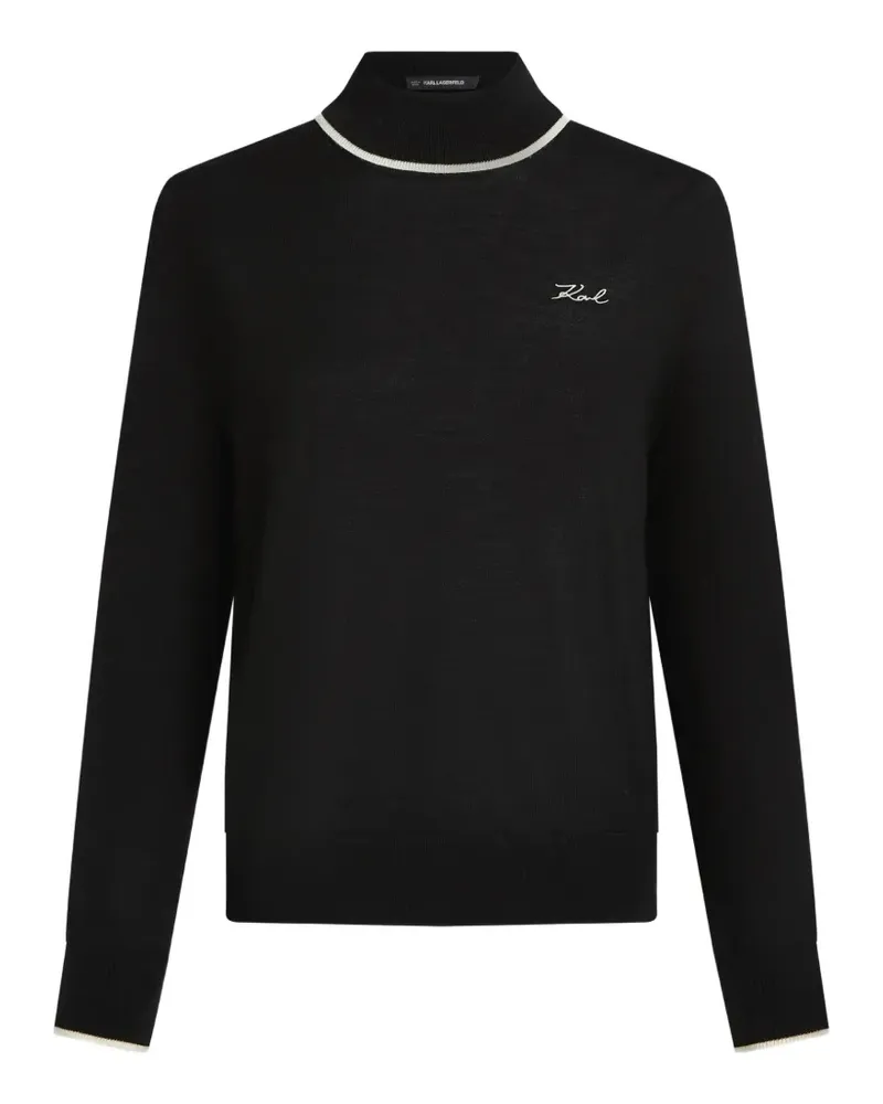Karl Lagerfeld Rollkragenpullover mit Logo-Stickerei - Schwarz Schwarz
