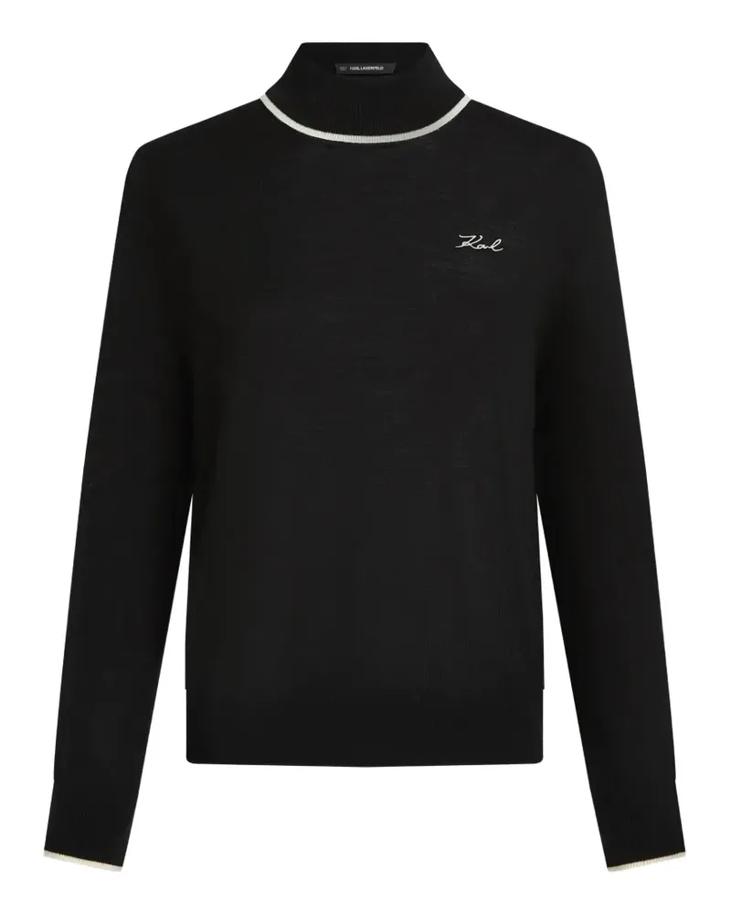 Karl Lagerfeld Rollkragenpullover mit Logo-Stickerei - Schwarz Schwarz