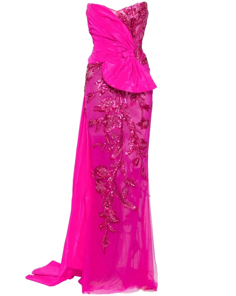 Saiid Kobeisy Abendkleid mit Perlen - Rosa Rosa