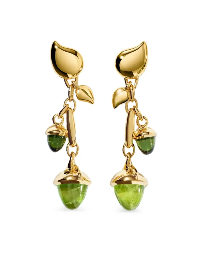TAMARA COMOLLI 18K yellow gold Rainforest Mikado Acorn periodt and tourmaline earrings Gold