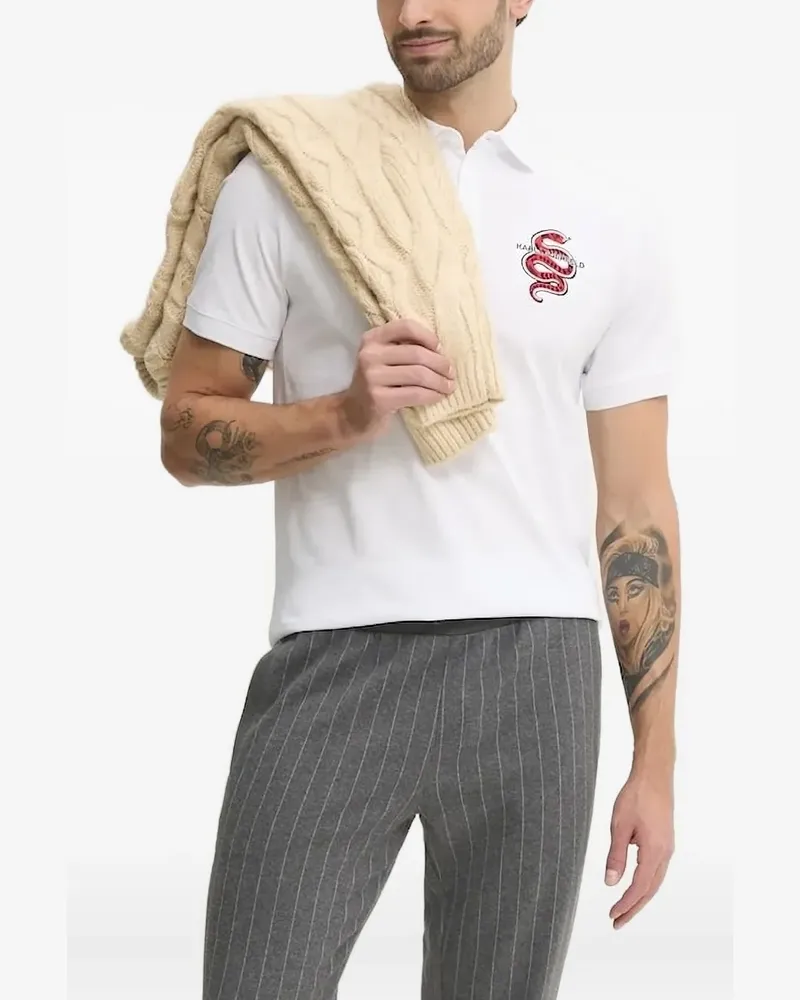 Karl Lagerfeld Poloshirt mit Schlangenstickerei - Weiß Weiß