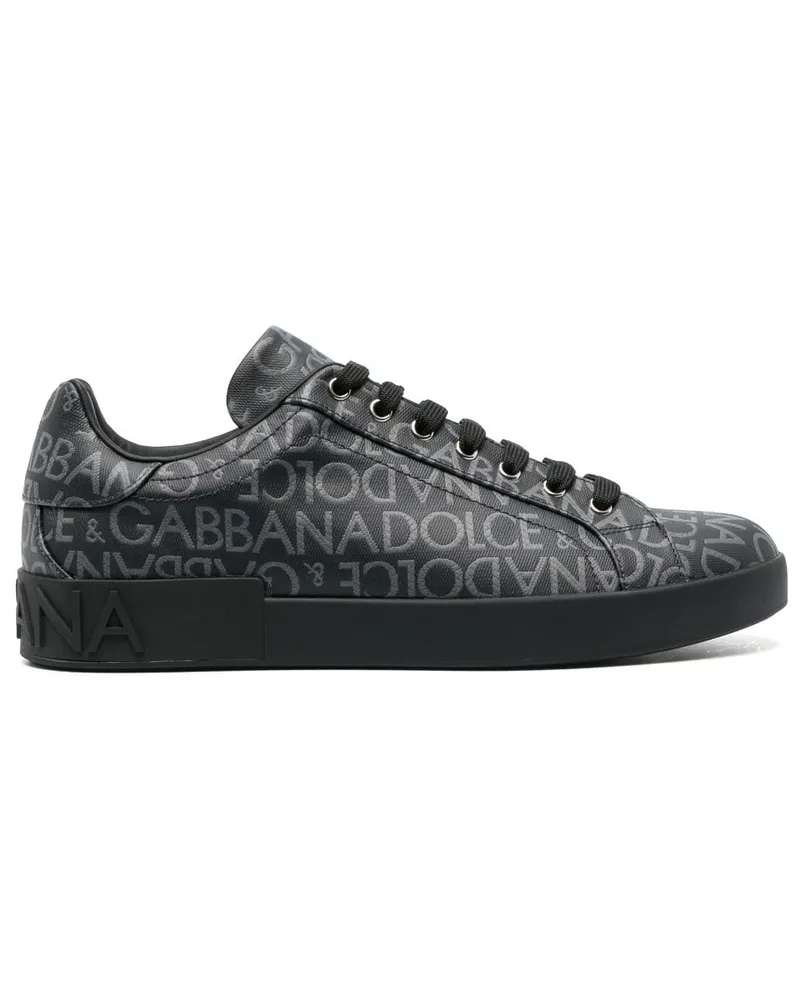 Dolce & Gabbana Beschichtete Portofino Jacquard-Sneakers - Schwarz Schwarz