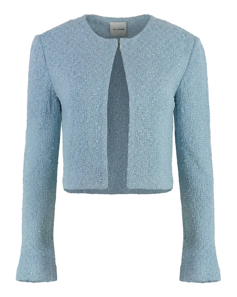 ST. JOHN Strukturierte Cropped-Jacke - Blau Blau