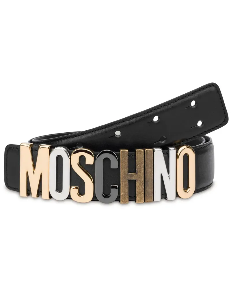 Moschino Gürtel mit Logo-Schild - Schwarz Schwarz