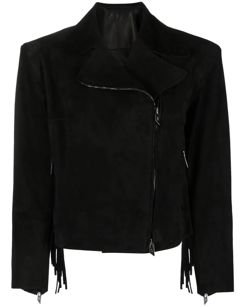 Salvatore Santoro Bikerjacke mit Fransen Schwarz