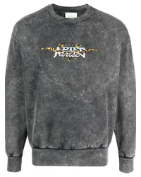 Aries Sweatshirt mit Acid-Wash-Effekt Schwarz