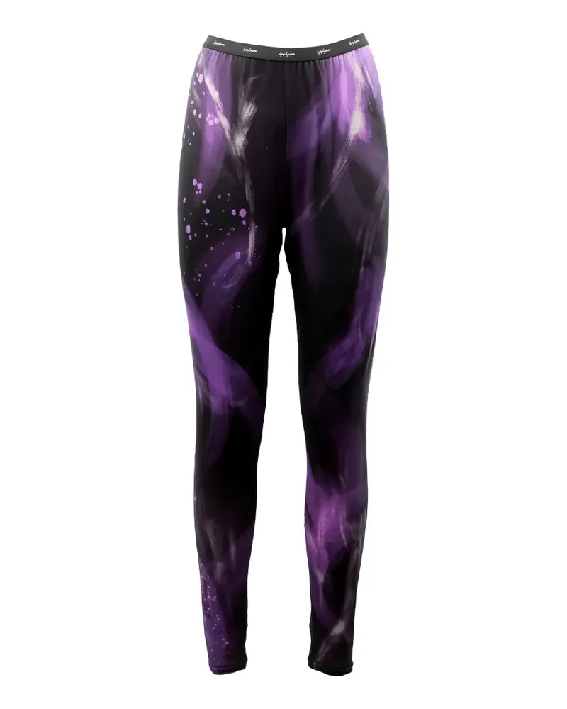 Yohji Yamamoto abstract-print logo-waistband leggings - Schwarz Schwarz