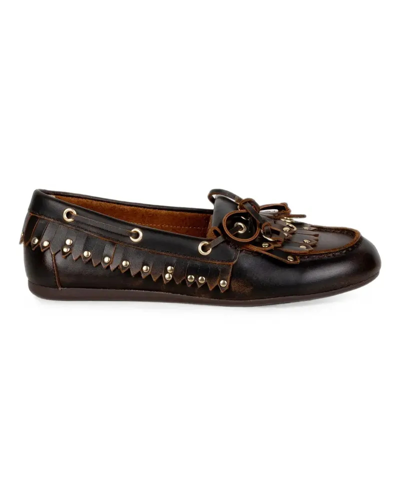 Bibi Lou Aurelie fringed studded loafers - Braun Braun
