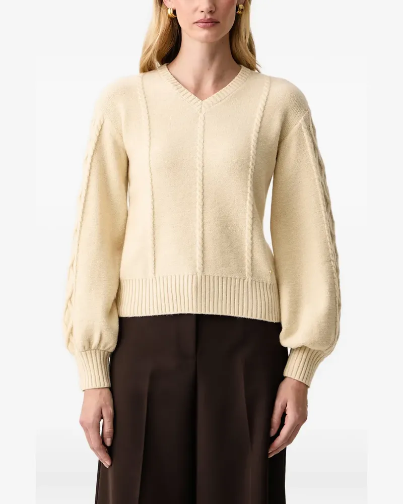 Armani Exchange cable-knit V-neck sweater - Nude Nude