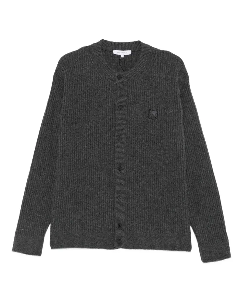 Kitsuné Fox Head ribbed-knit cardigan - Grau Grau
