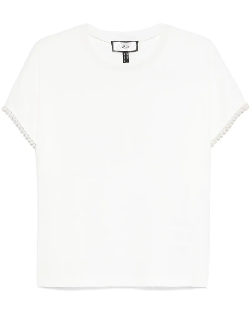 NISSA T-Shirt mit Kunstperlen - Weiß Weiß