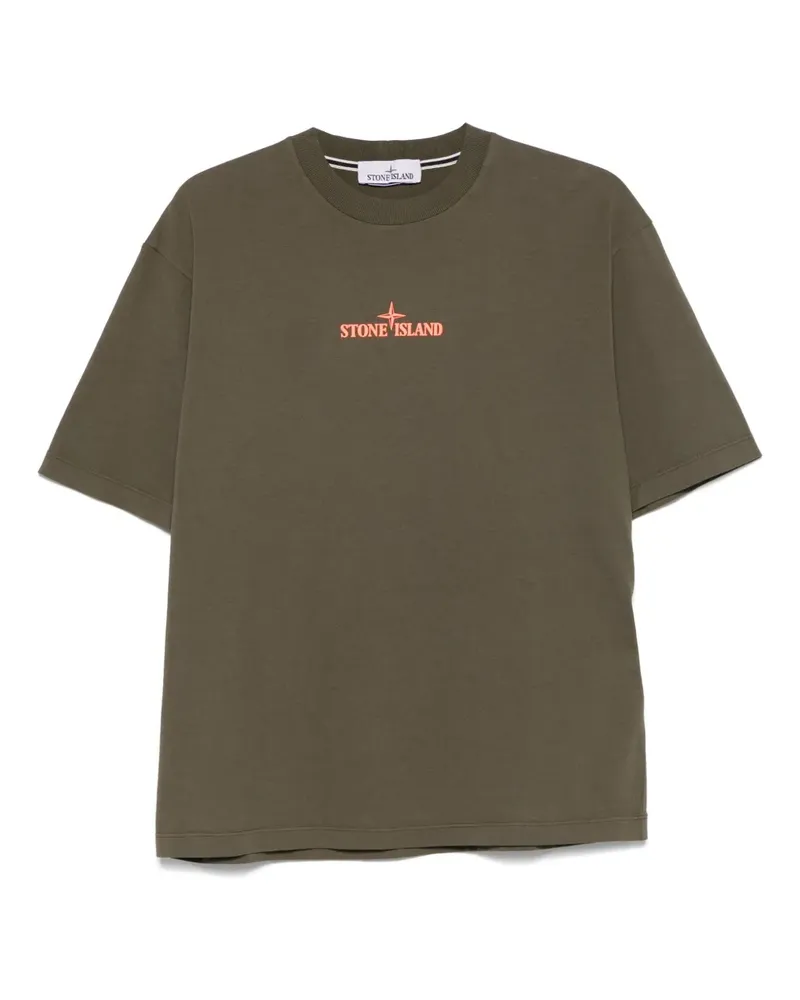 Stone Island T-Shirt mit Logo-Prägung - Grün Grün