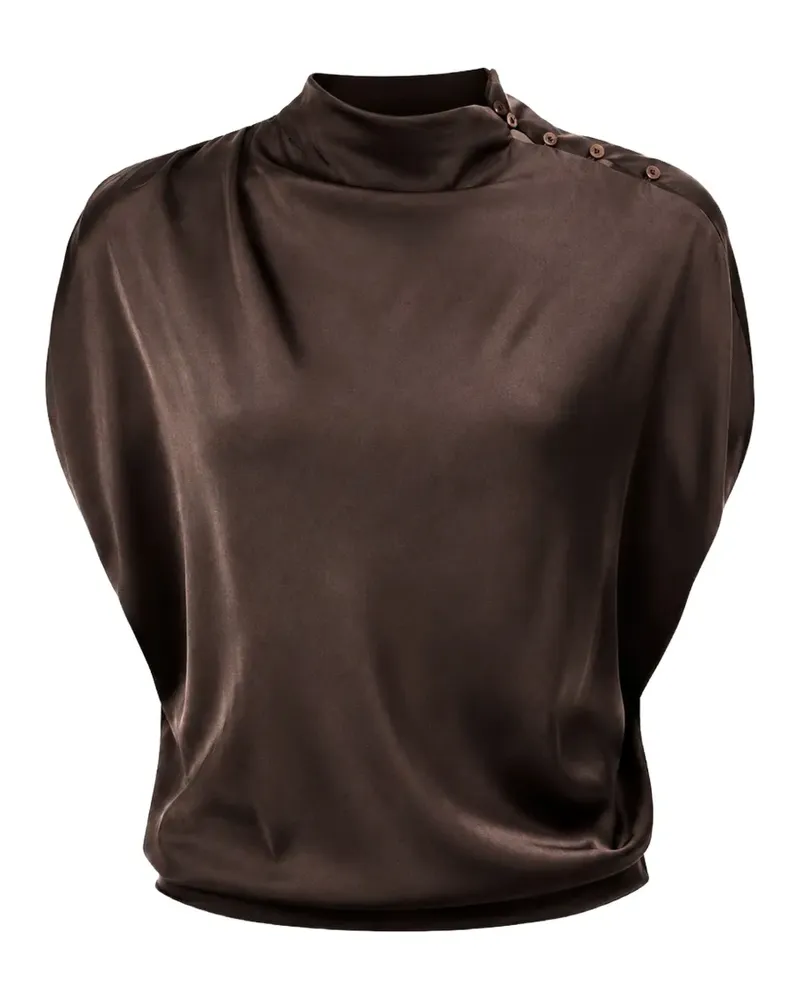 TWP Wish You Would button-shoulder gathered top - Braun Braun