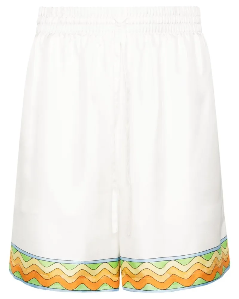 Casablanca Paris Afro Cubism Tennis Club Seidenshorts - Weiß Weiß