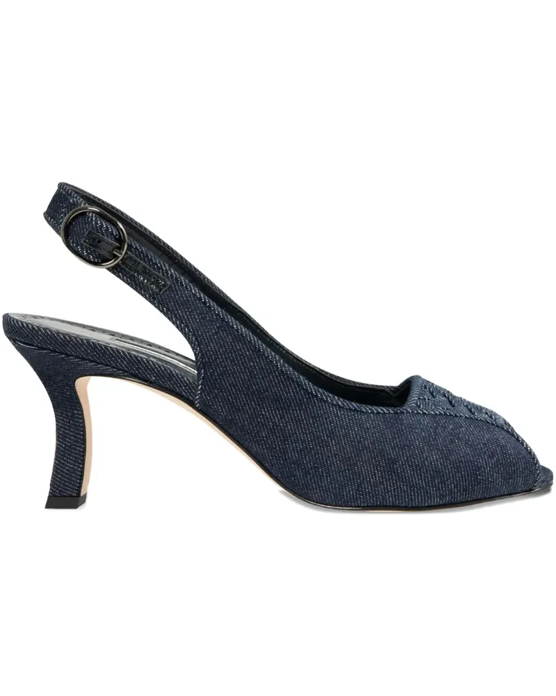 Manolo Blahnik Slingback-Pumps mit Peeptoe 70mm - Blau Blau