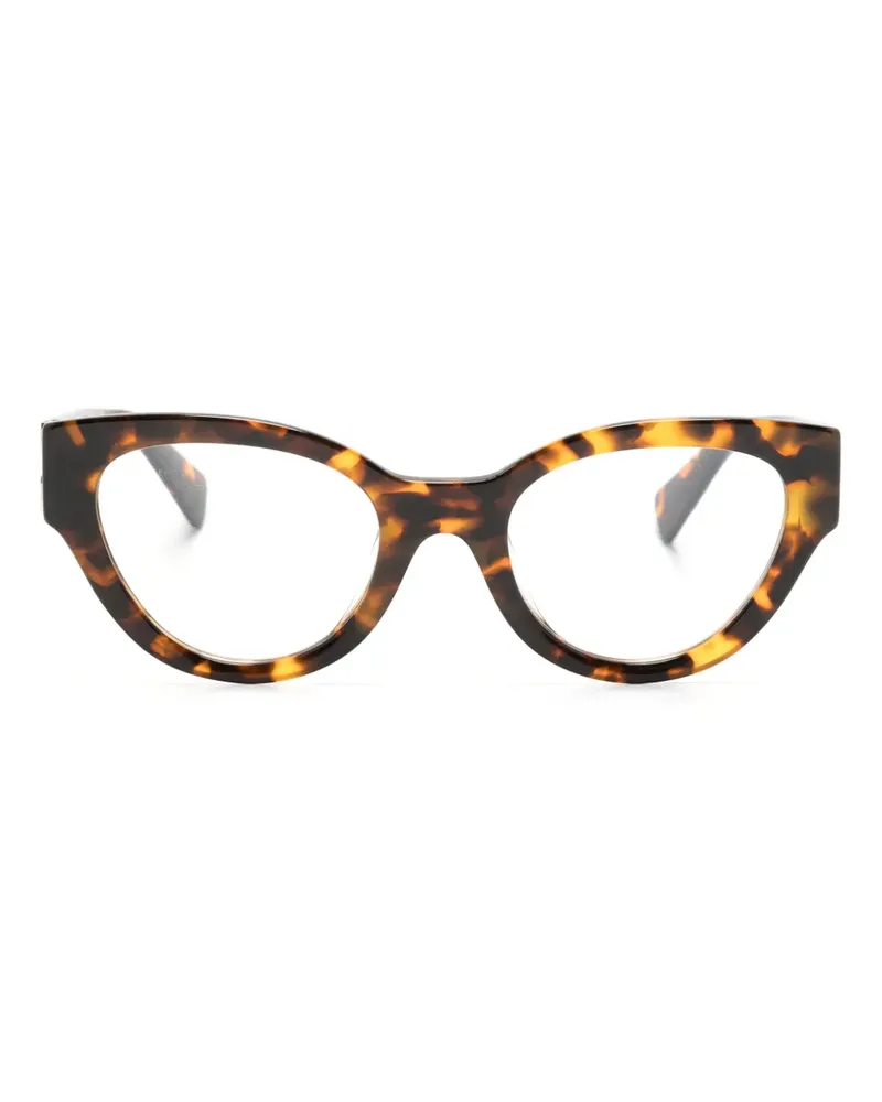 Miu Miu Cat-Eye-Brille mit Logo-Schild - Braun Braun