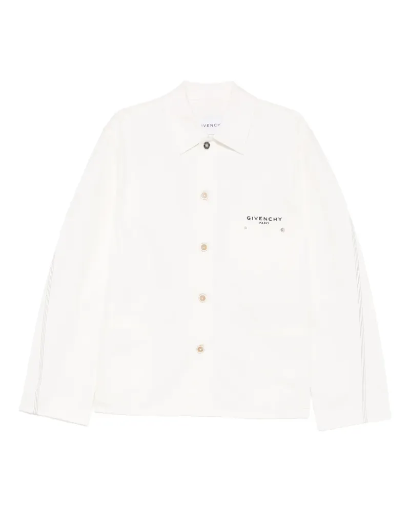 Givenchy embroidered-logo chest-pocket denim jacket - Nude Nude