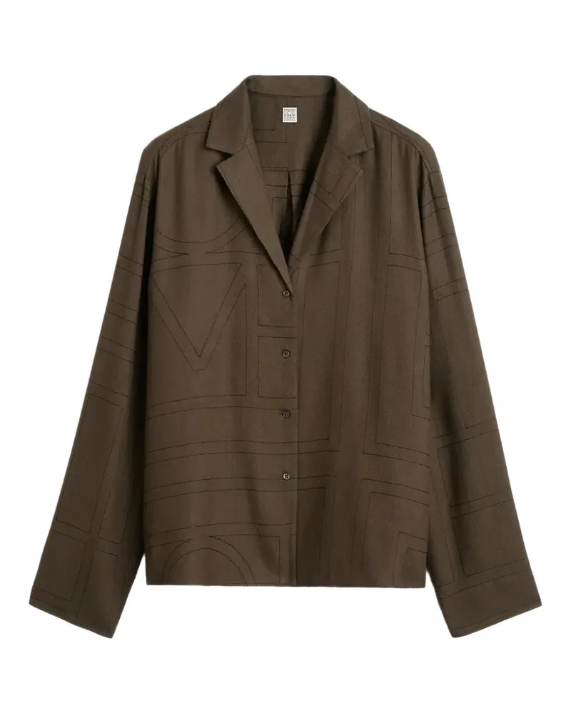 Totême Oberteil aus Flanell mit Monogramm - Braun Braun