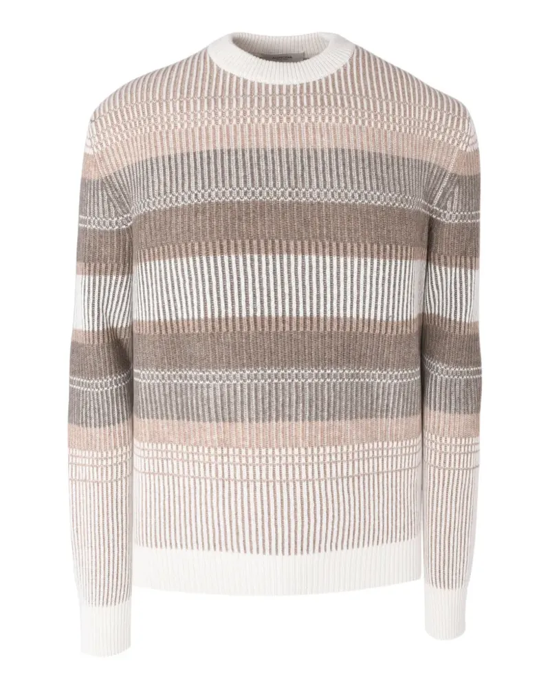 AGNONA striped ribbed-knit sweater - Nude Nude