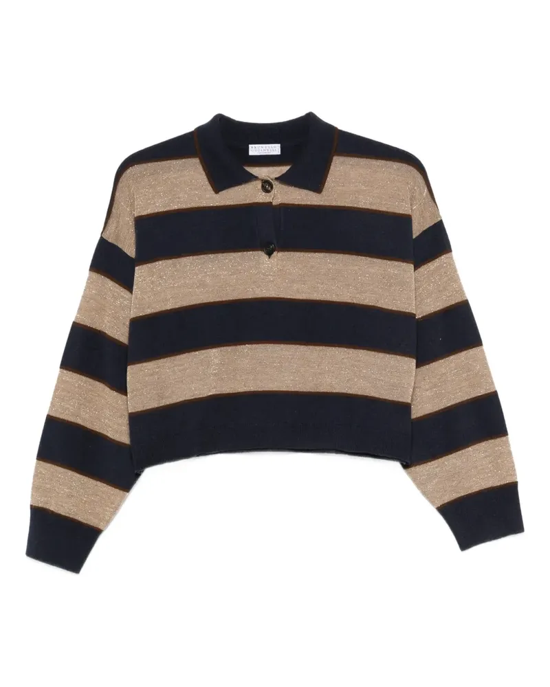 Brunello Cucinelli striped button polo top - Schwarz Schwarz