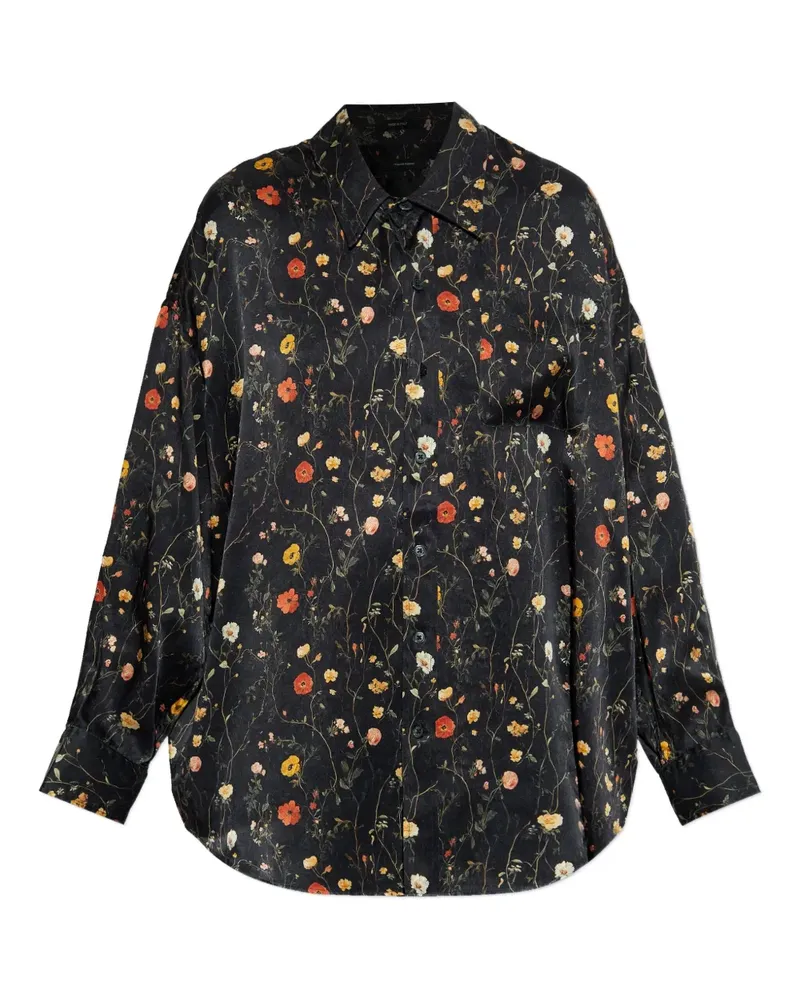 R13 Hemd mit Blumen-Print - Schwarz Schwarz