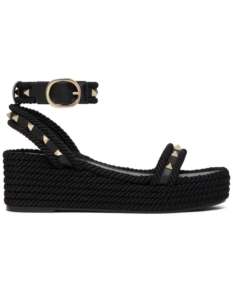 Valentino Garavani Rockstud Flatform-Sandalen 45mm - Schwarz Schwarz
