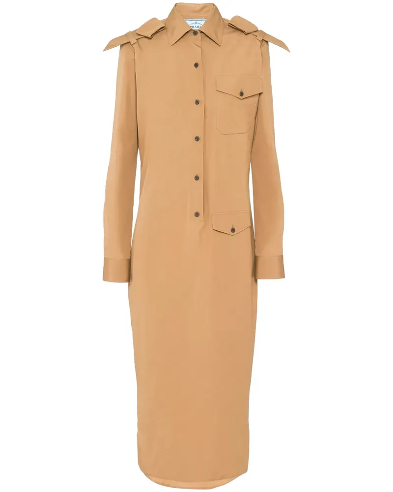 Prada Hemdkleid mit Triangel-Logo - Nude Nude