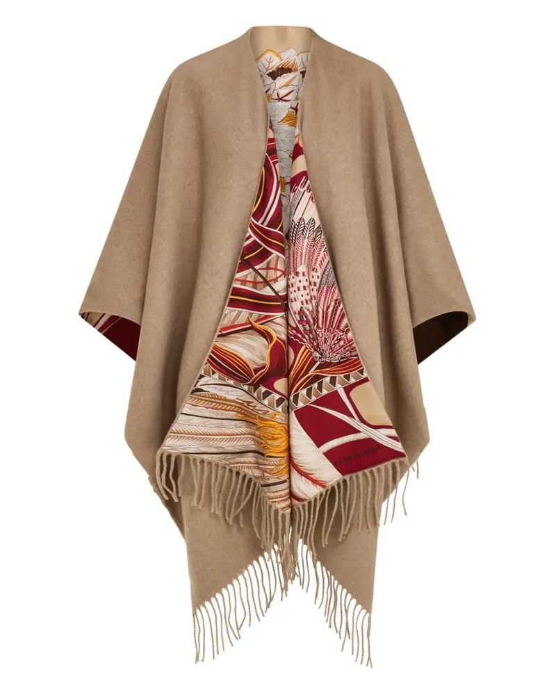 Ferragamo Wendbares Cape mit Fransen - Nude Nude