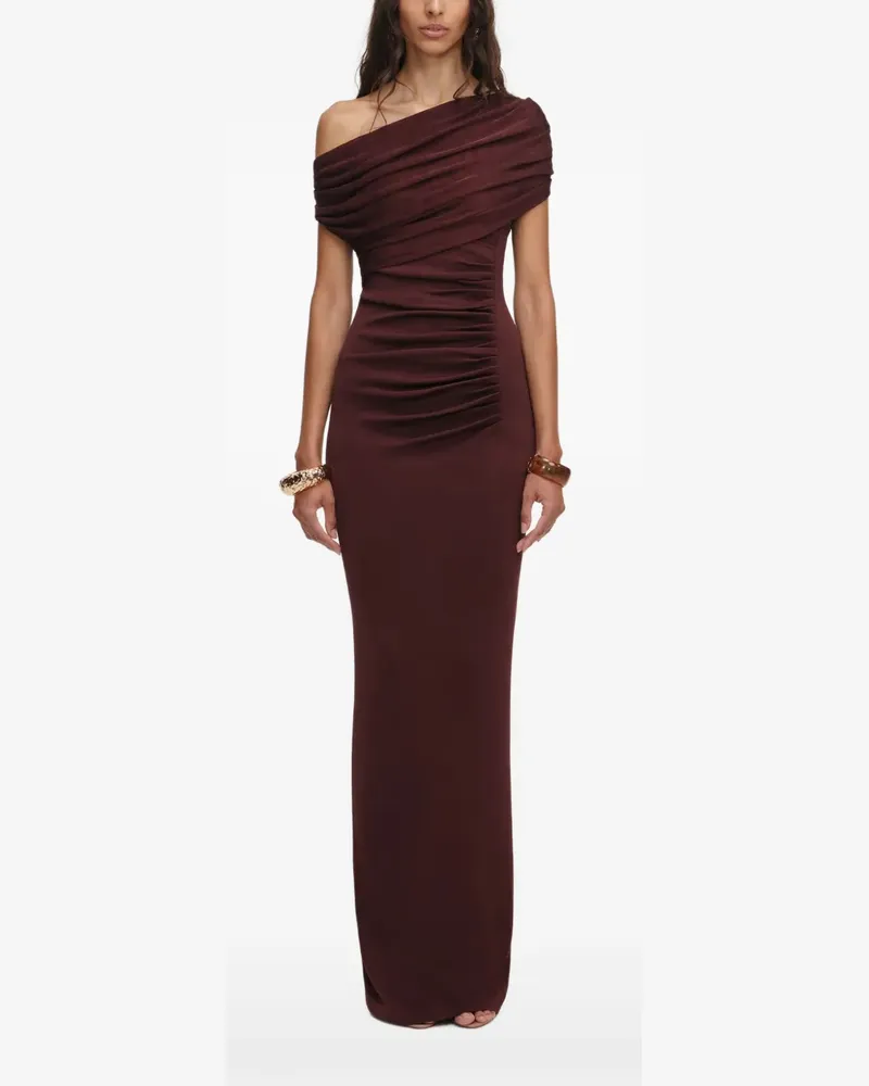 Self-Portrait draped maxi dress - Braun Braun