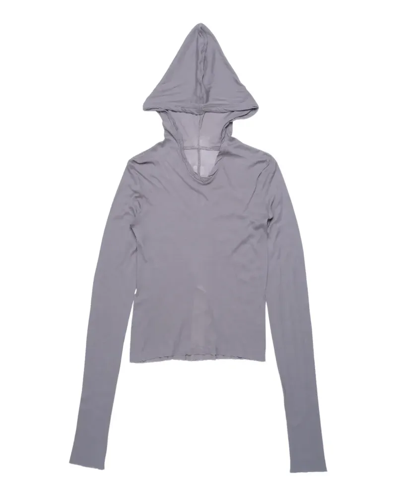 Rick Owens Cropped-Langarmshirt mit Kapuze und Latz - Grau Grau