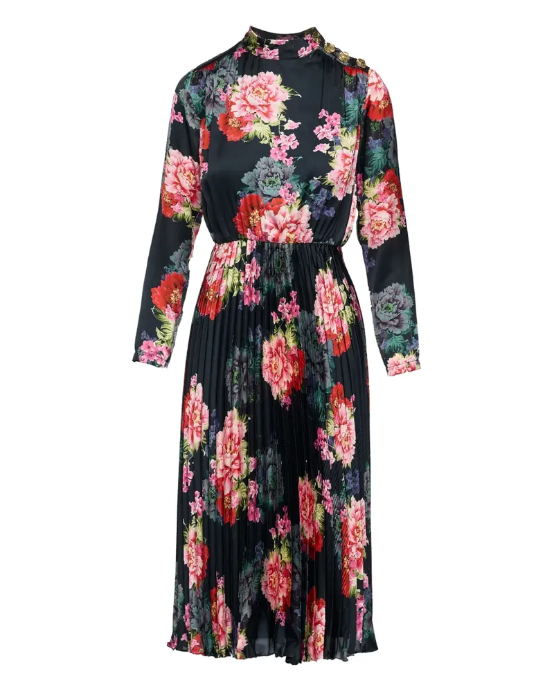 NISSA Plissiertes Midikleid mit Print - Schwarz Schwarz