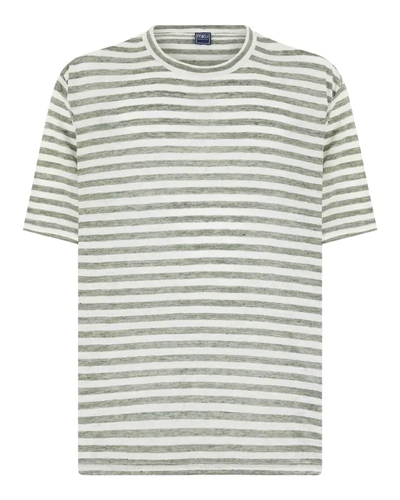Fedeli striped linen T-shirt - Grün Grün