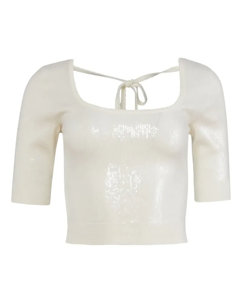 Fleur Du Mal sequin scoop-neck knit top - Nude Nude