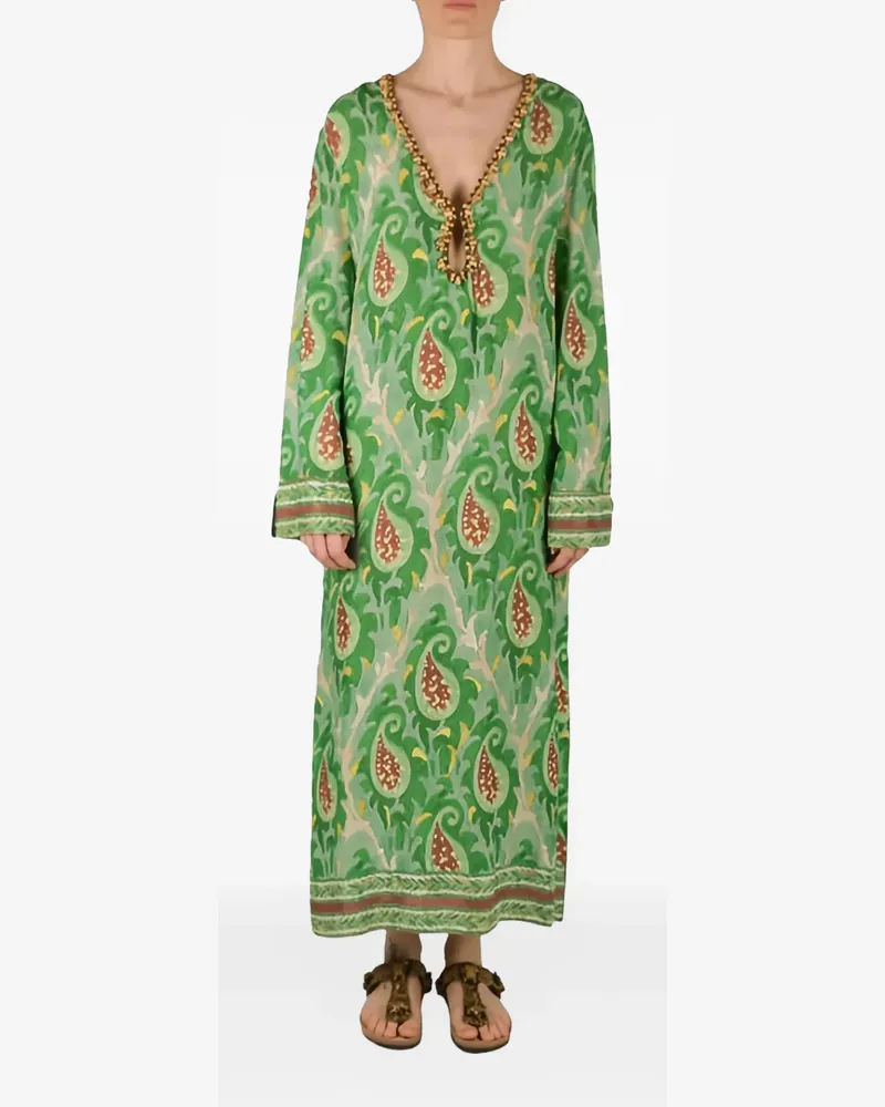 Maliparmi Kordelzug-Maxikleid mit Paisley-Print - Grün Grün