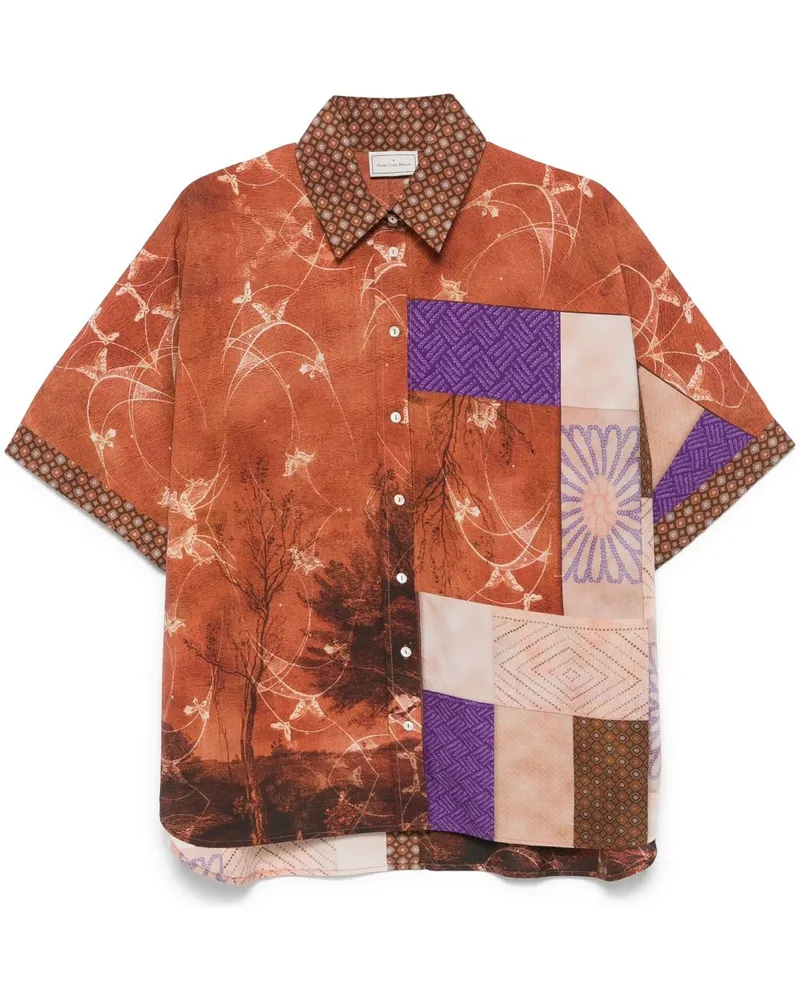 Pierre-Louis Mascia Hemd im Patchwork-Look - Orange Orange
