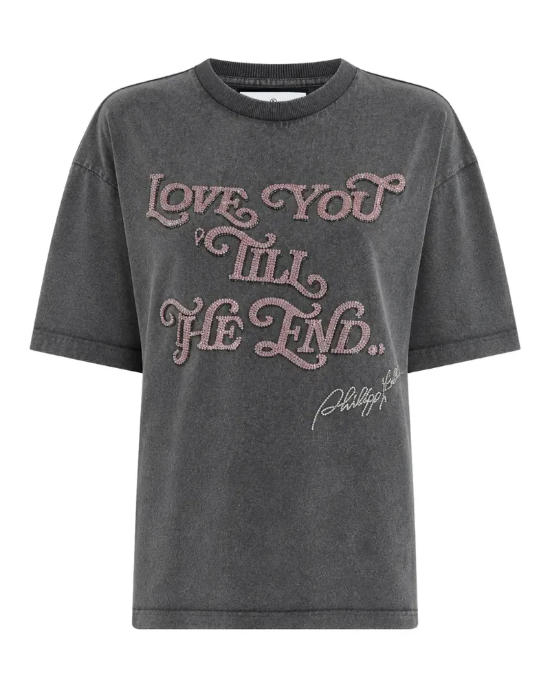 Philipp Plein Rückenfreies Love Plein T-Shirtkleid - Grau Grau