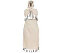 Midikleid mit Quasten - Nude