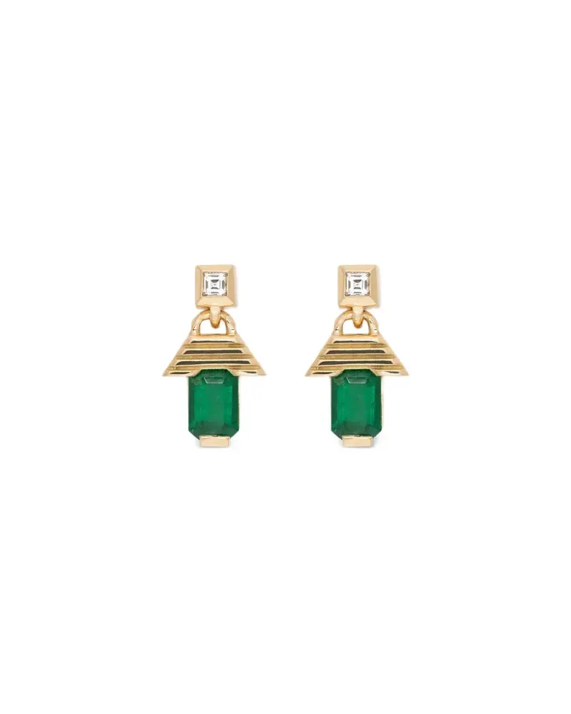 AZLEE Escalier Ohrringe mit Smaragd und Diamant - Gold Gold