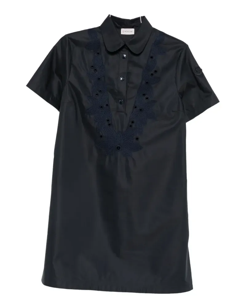 Moncler broderie-anglaise short-sleeve mini dress - Blau Blau